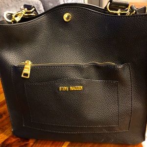 Steve Madden black bucket bag